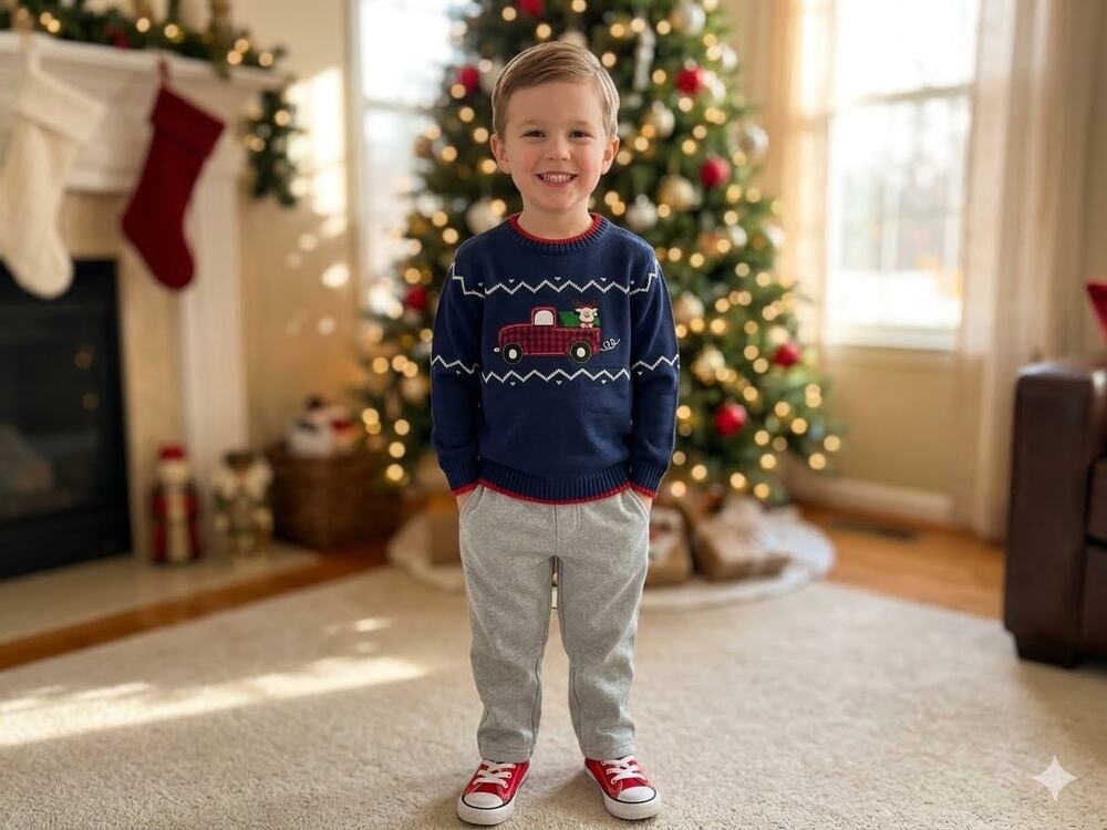 NEW! IZOD Christmas Holiday Reindeer Train Sweater Pants Boys 2PC Set Size 4T